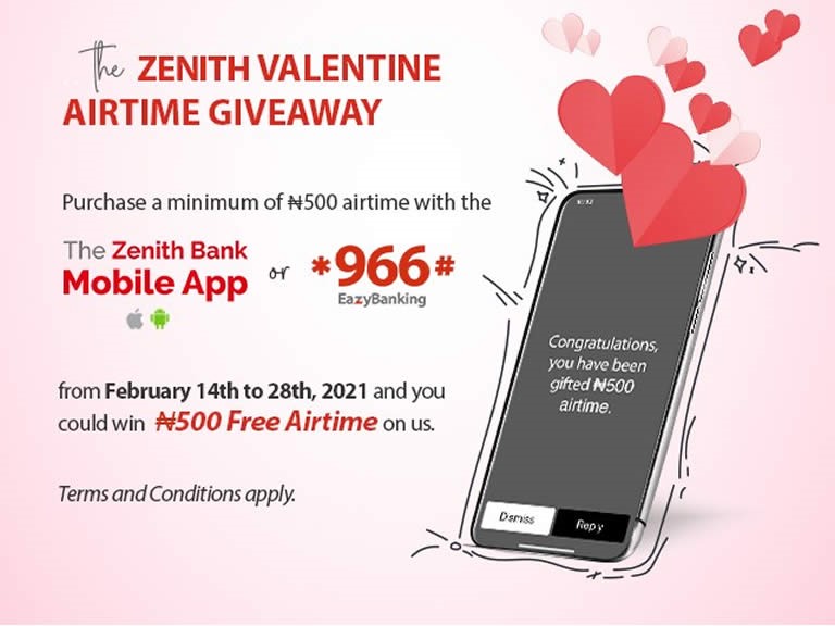 Zenith Bank Zenith Valentine Airtime Giveaway